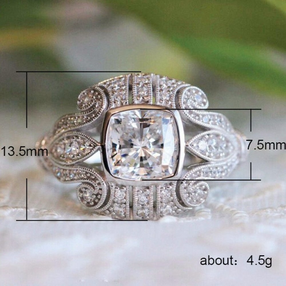 Elegant  925 Silver White Sapphire Ring - Picture 3 of 7